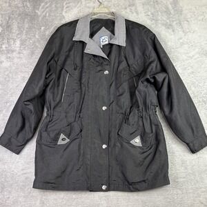 Braetan‎ Women's M Black Gingham Lined Lightweight Jacket Coat Raincoat Preppy